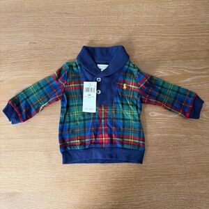 NWT Ralph Lauren Plaid Kids Shirt with Navy Accents